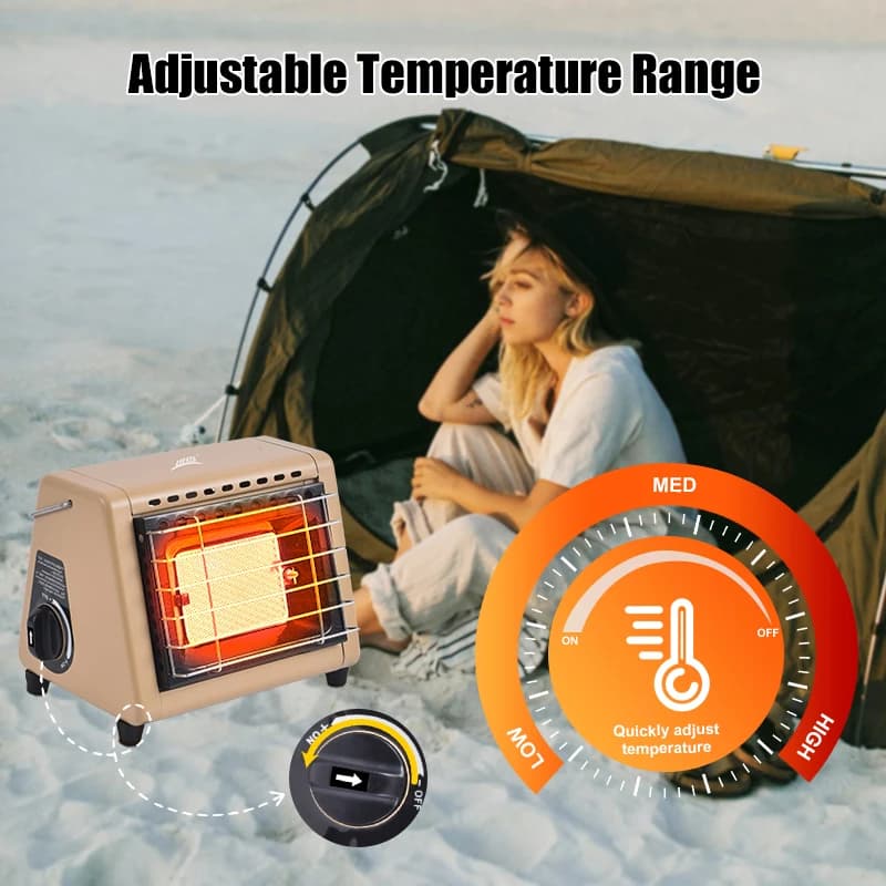BRS-H23 Portable Tent Heater 1500W Outdoor Space Butane Heater with Control Valve Infrared Ray Patio Heater for Camping Winter - 6