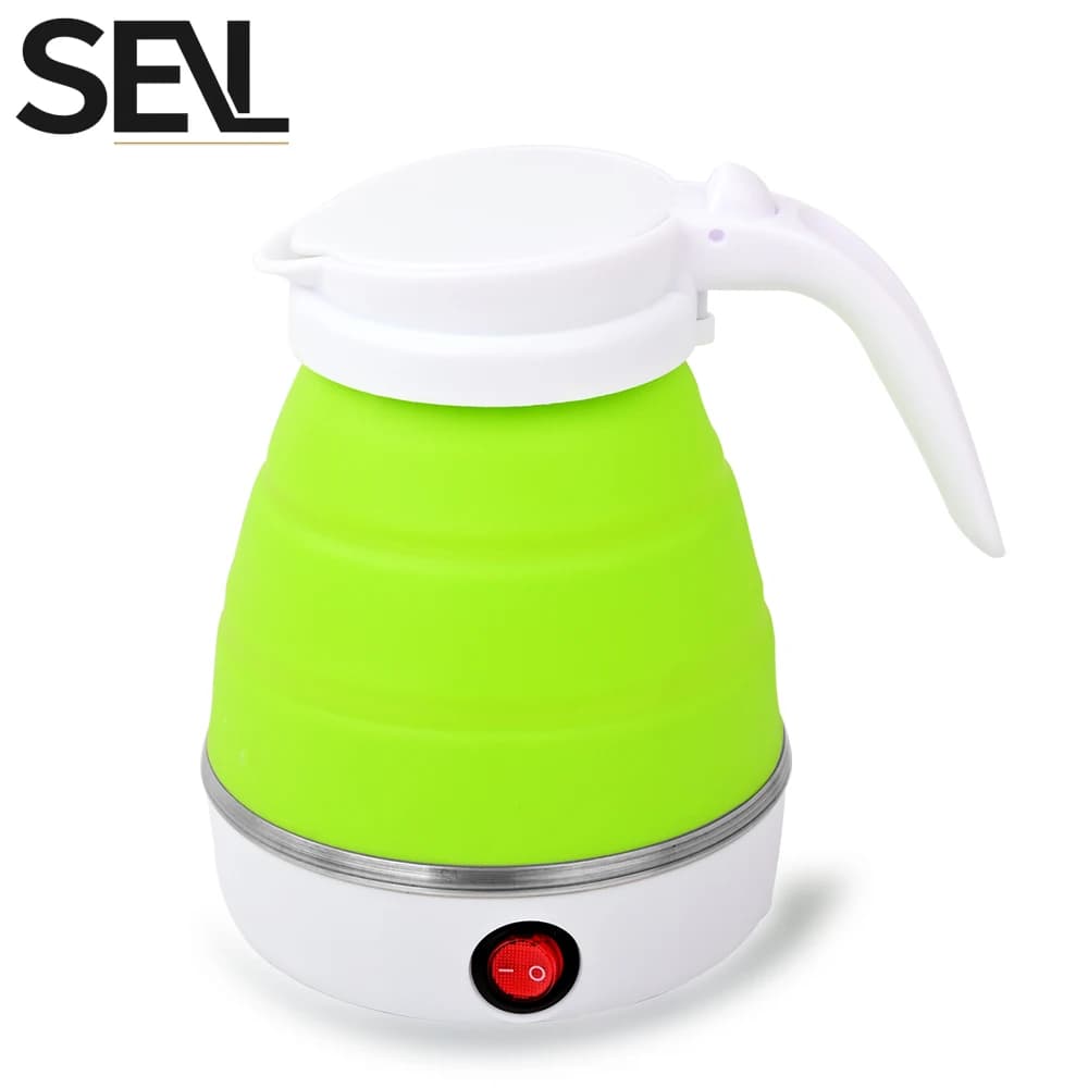 Mini foldable electric kettle 0.6L portable electric kettle household travel water heater silicone compression 110V-220V - 5