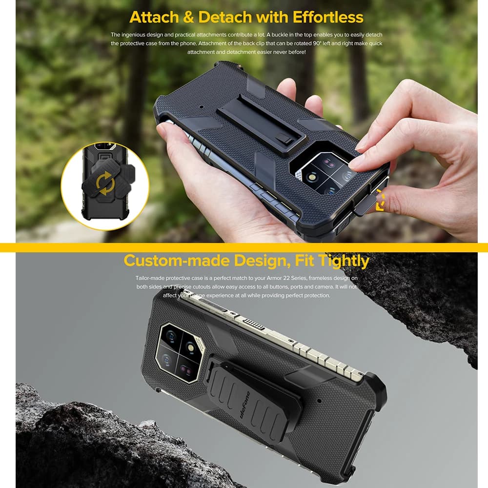 جراب هاتف Ulefone الأصلي لـ Armor 22 مع مشبك حزام وخطاف تسلق - 3
