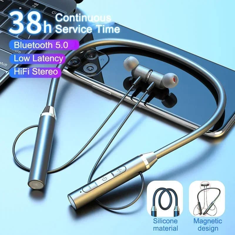 K58 سماعات لاسلكية بلوتوث شريط حول ياقة الملابس سماعات مغناطيسية رياضة الجري سماعات أذن مقاومة للماء بلوتوث 5.0 سماعة مع ميكروفون
