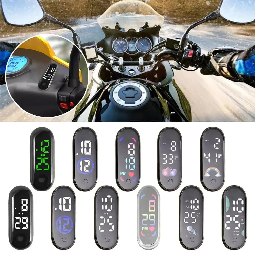 ساعة رقمية للسيارة مع ملصقات شخصية، شاشة LCD، إضاءة خلفية، ملحقات G2M2 - 6