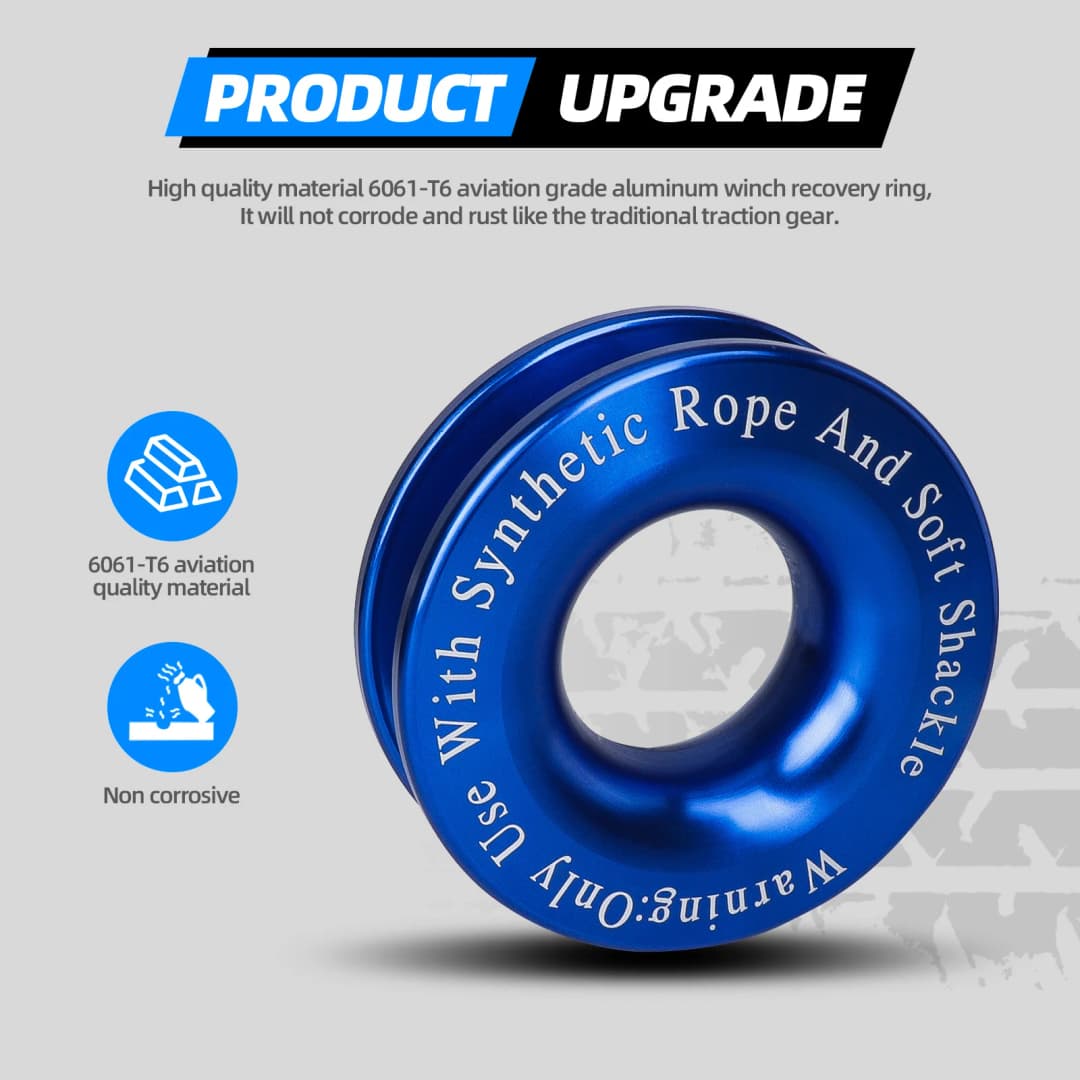 حلقة استرداد من سبائك الألومنيوم CNSPEED 41000 رطل كتلة خطاف بكرة سحب لمجموعة حبال سحب SUV Jeep Truck 3/8" 1/2" - 6