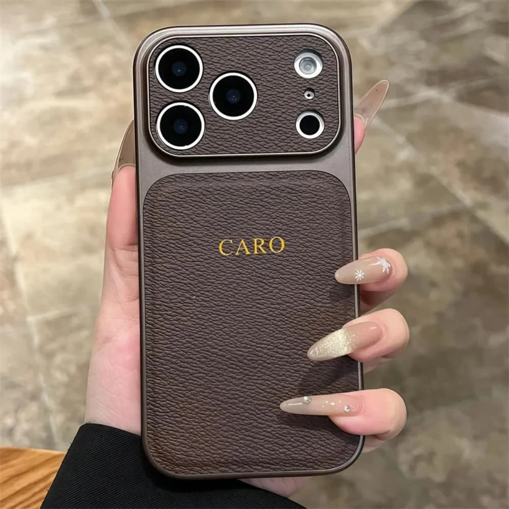 Personalise Gold Silver Initials Letter Leather Case For Iphone 15 14 13 17 pro max 14 16 Plus 17air Luxury Lens Protextion Case - 5