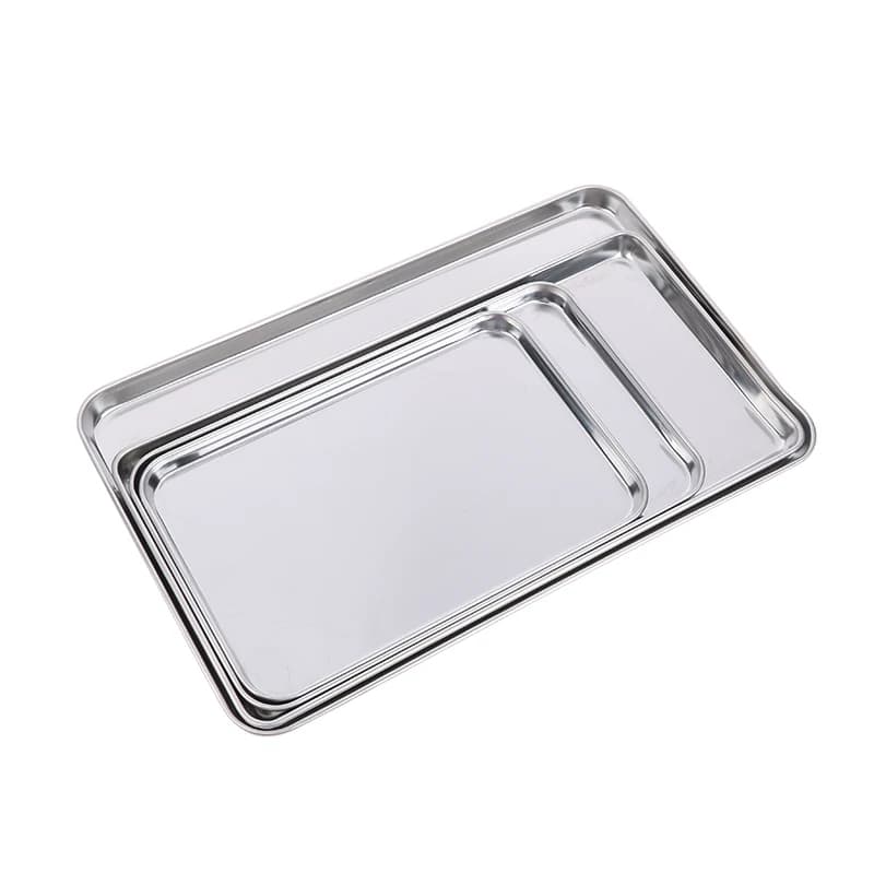 1pc Stainless Steel Tray Rectangle Plate For Kitchen Barbecue Shops Medical Organizer Baking Plate - 5