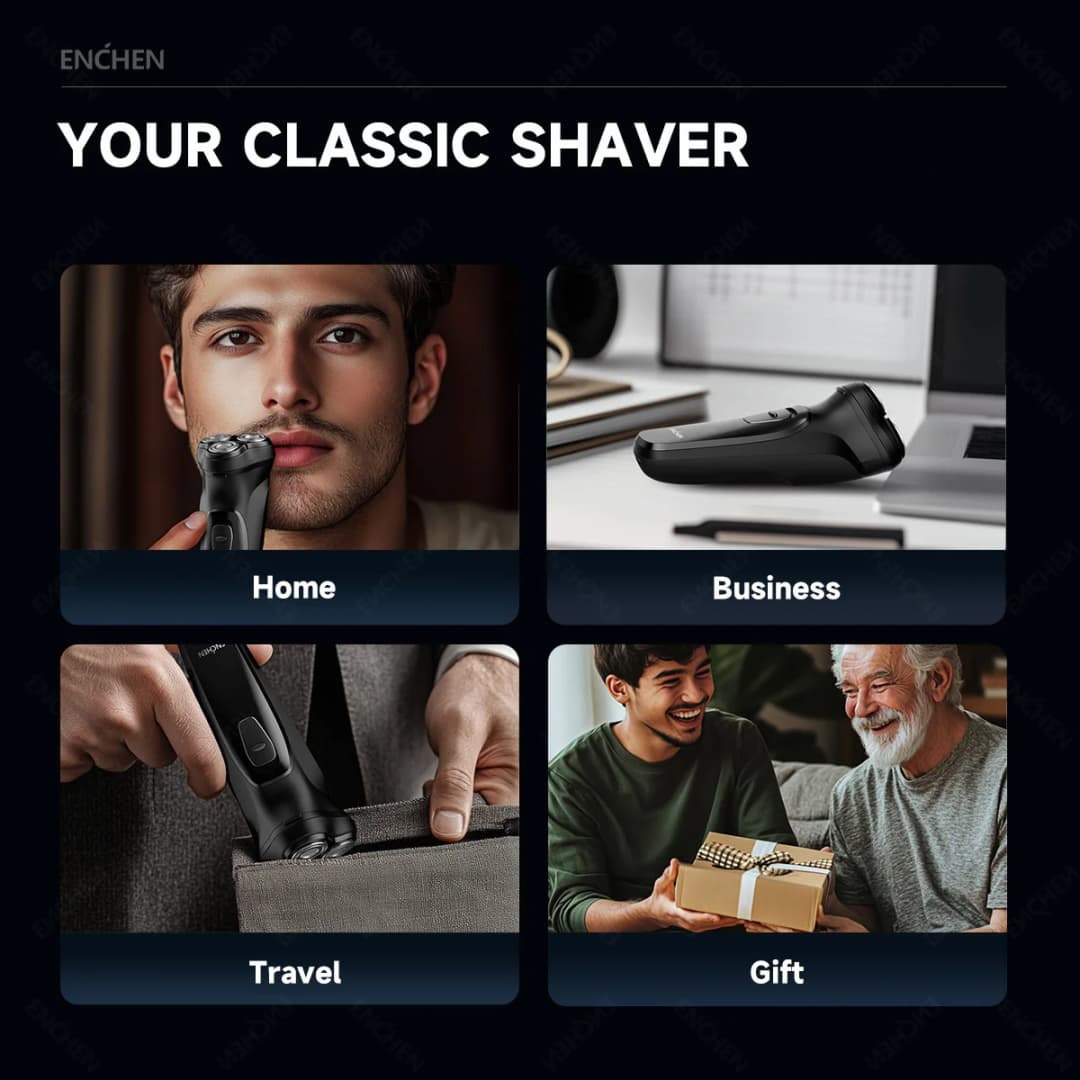 ENCHEN Blackstone Electrical Rotary Shaver for Men 3D Floating Blade Washable Type-C USB Rechargeable Shaving Beard Machine - 5