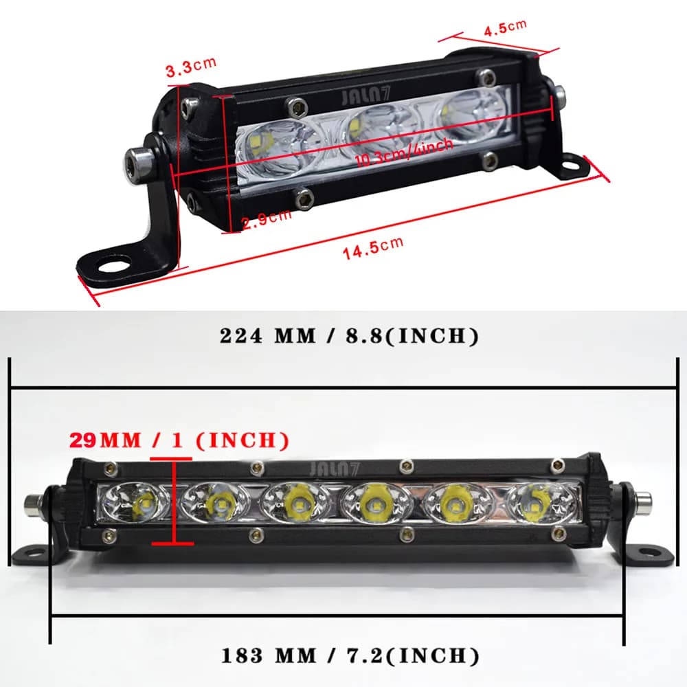 4''/7'' MOTO car 15W/30W LED Light Bar Single Row Work Spotlights Mini Led Lamp Bike Light 4X4 Offroad 12V 24V White Yellow - 2