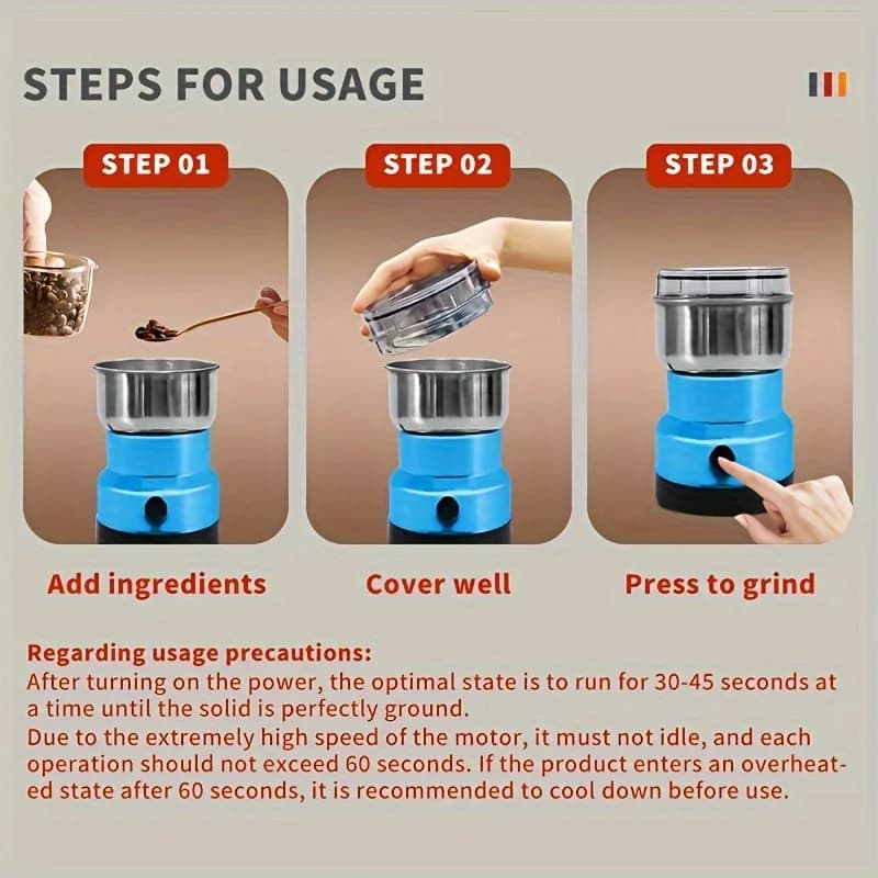 آلة طحن كهربائية للحبوب والقهوة مع خلاط قهوة وآلة تحضير القهوة ومطحنة بقول للمنزل - 5