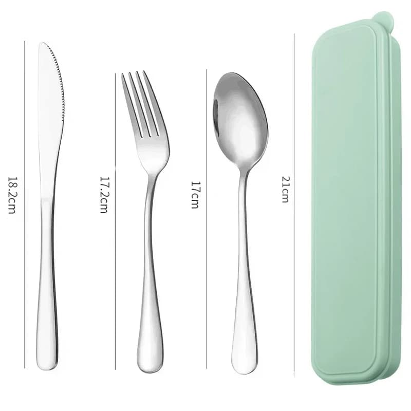 Portable Stainless Steel Cutlery Suit with Storage Box Chopstick Fork Spoon Knife Travel Tableware Set Camping Cutlery - 4