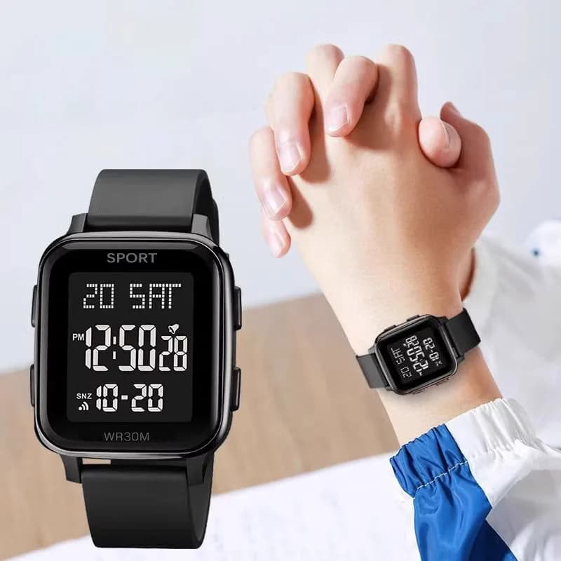 ساعة YIKAZE الرياضية للرجال مقاومة للماء متعددة الوظائف ساعة إلكترونية رفيعة جداً ساعة يد رقمية LED للطلاب - 3