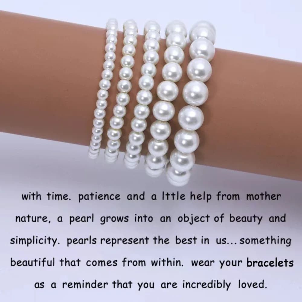 Handmade High Quality Resin Faux Pearl Bracelet Minimalist Round Bead Bangle for Women Men Wedding Jewelry Party Gift - 4