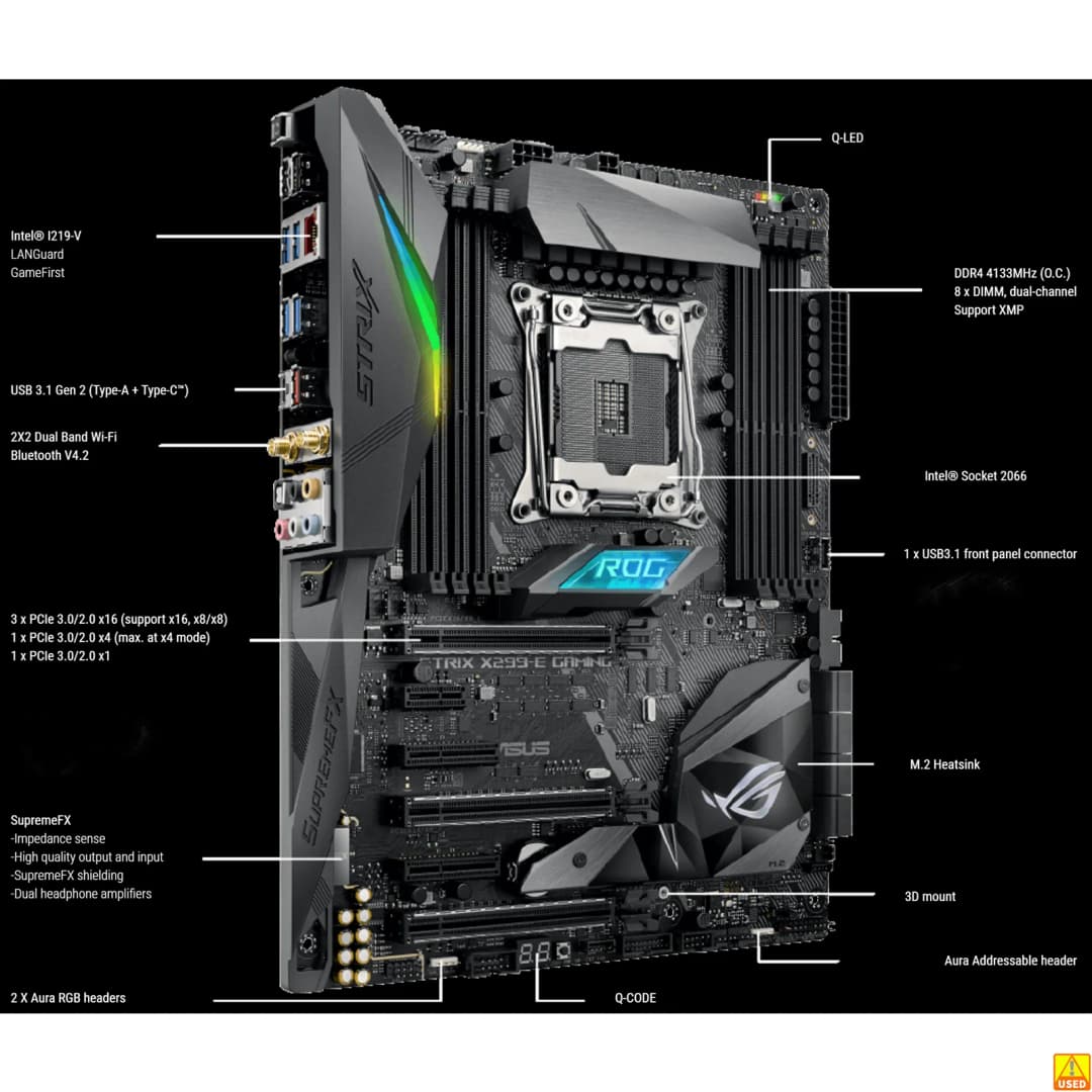 لوحة أم لألعاب ASUS ROG STRIX X299-E مقبس LGA2066 معالج وحدة المعالجة المركزية DDR4 4133(O.C.) ذاكرة MHz مجموعة شرائح X299 لوحة رئيسية ATX - 2