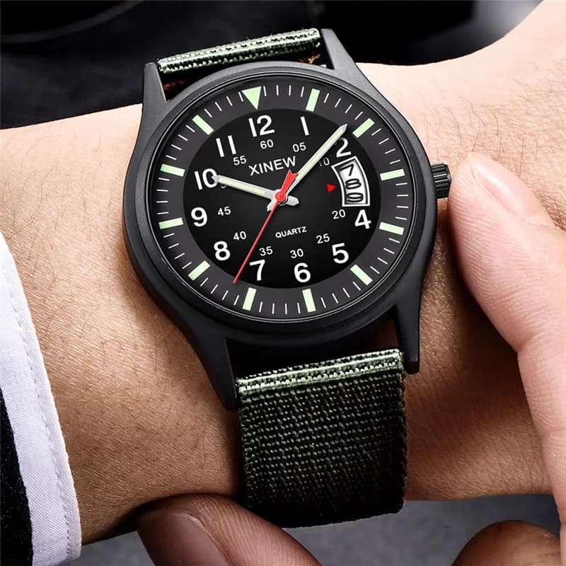 Original XINEW Brand Watches For Men Fashion Nylon Band Military Sports Date Quartz Watch Erkek Barato Saat Relogio Masculino - 2
