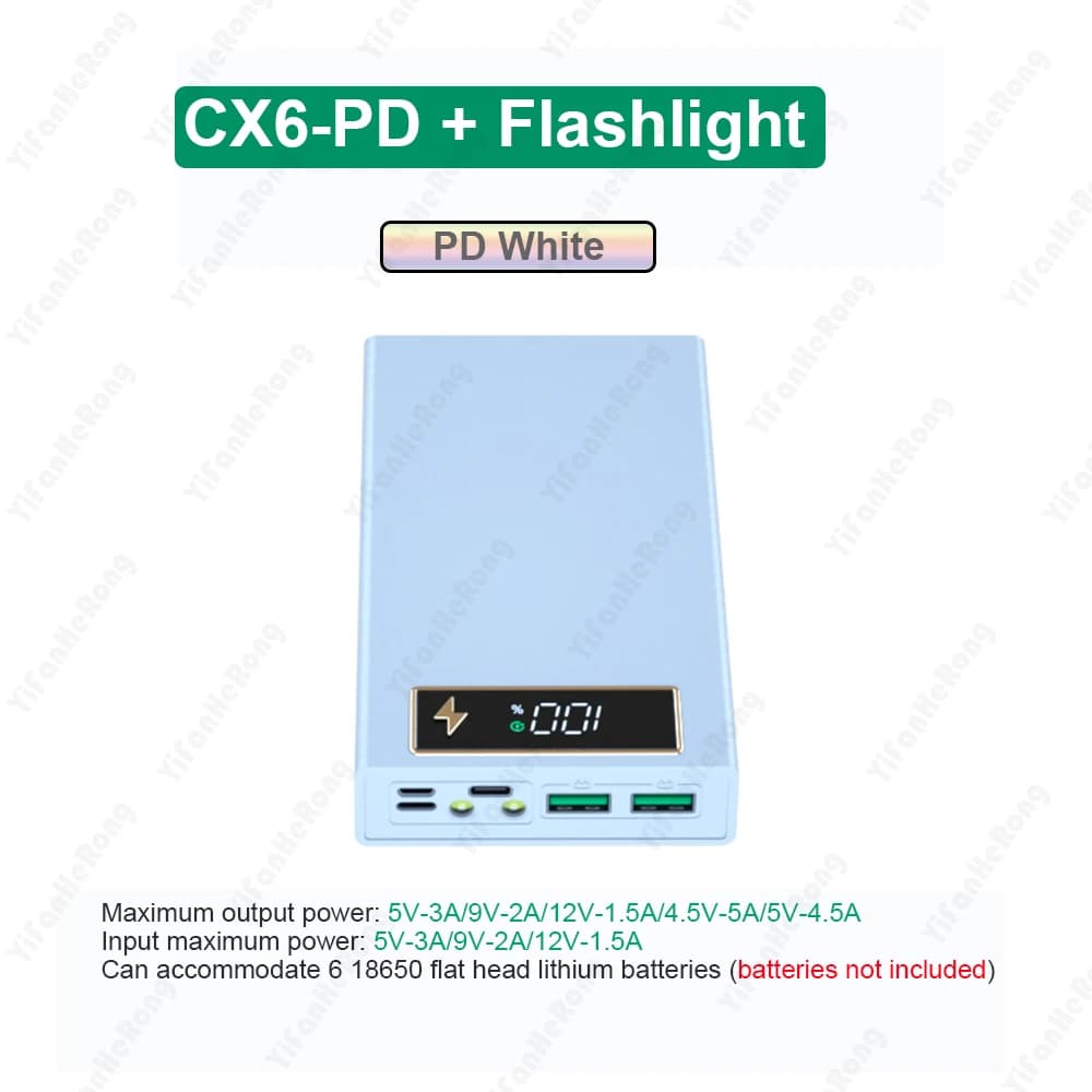 6x18650 Power Bank Case Battery Storage Box Wireless Quick Charge Magnetism Charging Welding-free DIY Shell Without Battery - 5