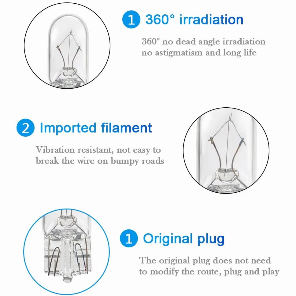 10 قطعة T10 W5W LED سيارة ضوء لمبة القراءة ضوء سيارة مصباح هالوجين 194 168 لسيارة الفجوة ضوء العنبر الأزرق الأصفر الأحمر اللون الزجاج مصباح - 2
