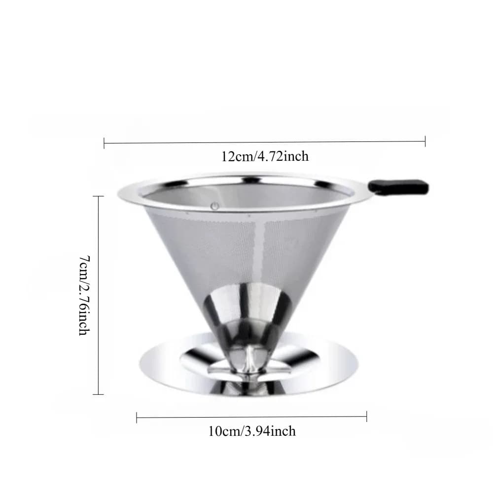 حامل مرشح قهوة قابل لإعادة الاستخدام طبقتان من الفولاذ المقاوم للصدأ مصفاة شاي وقهوة إكسسوارات صنع القهوة - 5