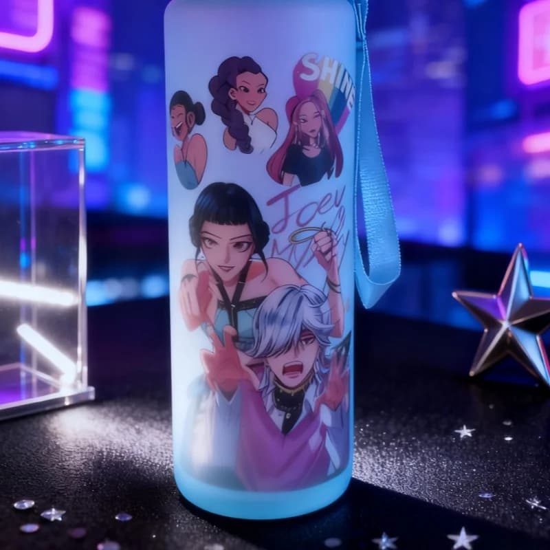زجاجة مياه على شكل شخصية كرتونية K Pop Demon Hunters Kawaii - زجاجة بلاستيكية ذات سعة كبيرة للرياضات الصيفية للفتيات |   محمول لهيكين - 2