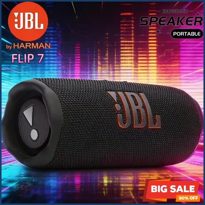 سماعة محمولة JBL Flip 7، مقاومة للماء IP67، سماعة بلوتوث بوقت تشغيل 16 ساعة، صوت AI Boost، قفل دفع وحفلات خارجية