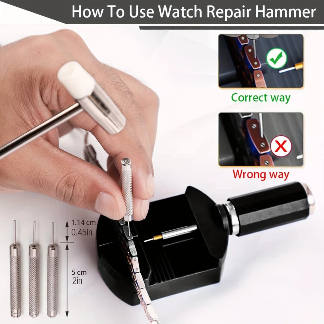 11pcs Watch Link Removal Tool Kit, Watch Band Tool Strap Chain Pin Remover Repair Tool Kit For Watch Band Strap Adjustment, Watc - 4
