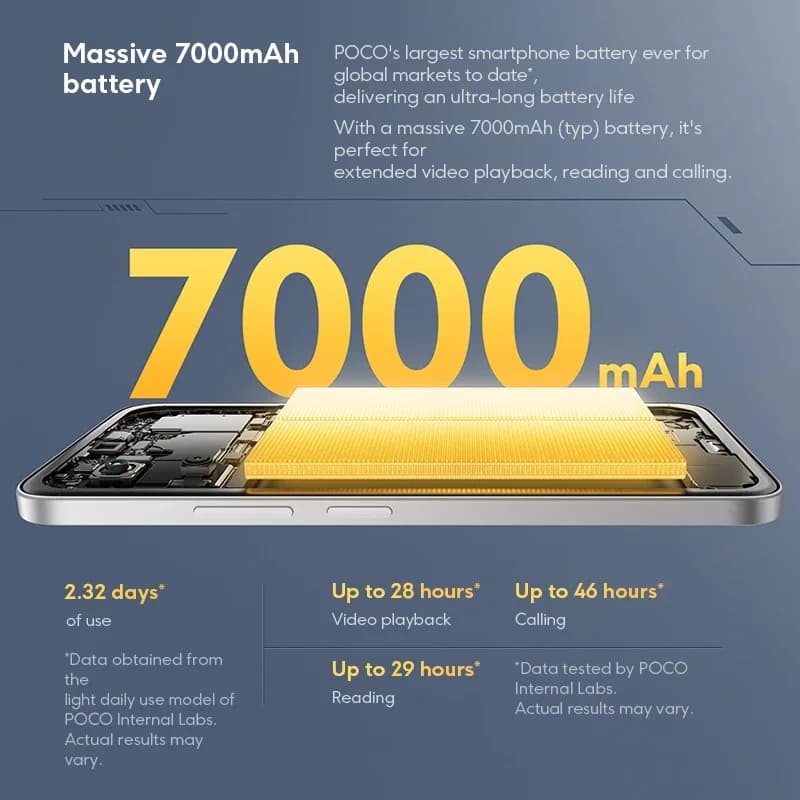 الإصدار العالمي POCO M7 هاتف ذكي سناب دراجون 685 NFC بطارية 7000mAh شاشة 6.9" FHD+DotDisplay كاميرا مزدوجة 50MP AI شحن سريع 33W - 4
