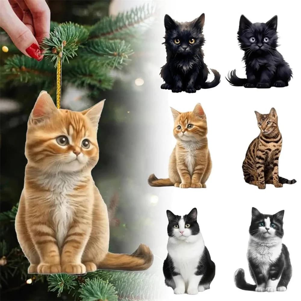 قلادة قط لطيفة معلقة، حلية حيوان واقعية، ديكور معلق لمرآة الرؤية الخلفية، اكسسوارات داخلية للسيارة، هدية للأطفال للحفلات والمنزل