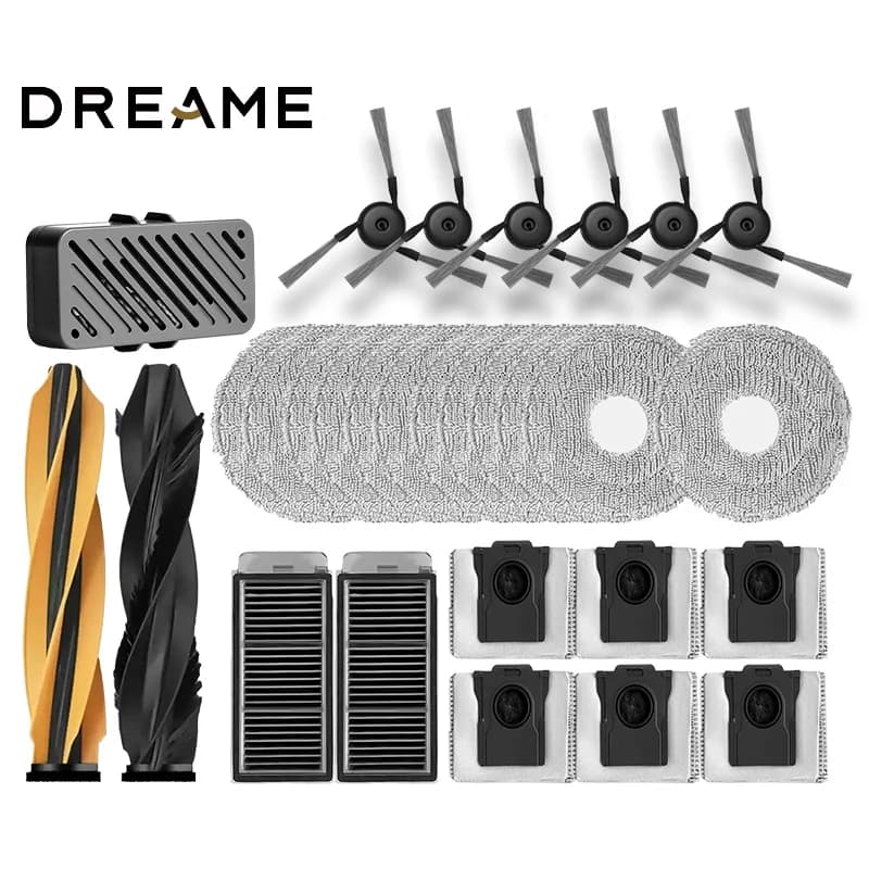 مجموعة كاملة من إكسسوارات مكنسة Dreame L40s Ultra / L40s Pro Ultra: فرشاة جانبية رئيسية، مرشح HEPA، أقمشة مسح، كيس غبار - 2