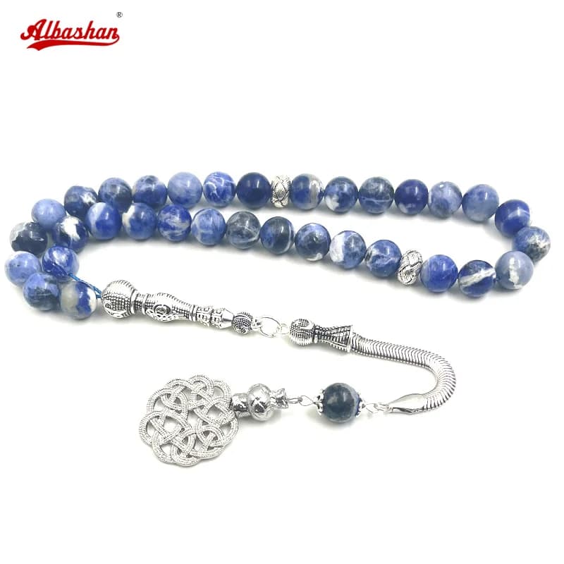 أساور الباشان-التسبح الطبيعية للرجال والنساء ، أساور مطرزة ، قلب حب ، حبات زرقاء ، تمدد ، شفاء ، صلاة بوذية