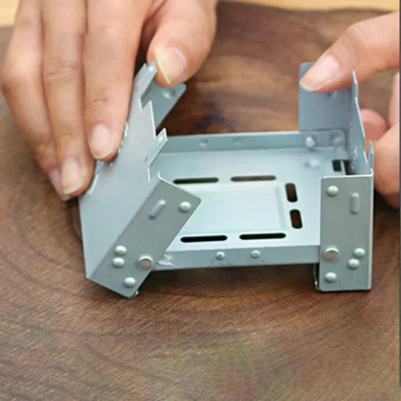 موقد نزهات صغير محمول، موقد تخييم من الحديد المجلفن، وقود كحول صلب، فرن قابل للطي، معدات تخييم للطهي