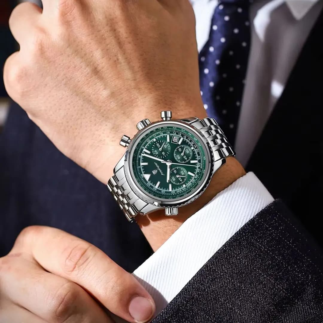 POEDAGAR Luxury Men's Watch Date Chronograph Stainless Steel Quartz Man Watch Waterproof Luminous Business Watches For Men Reloj - 5