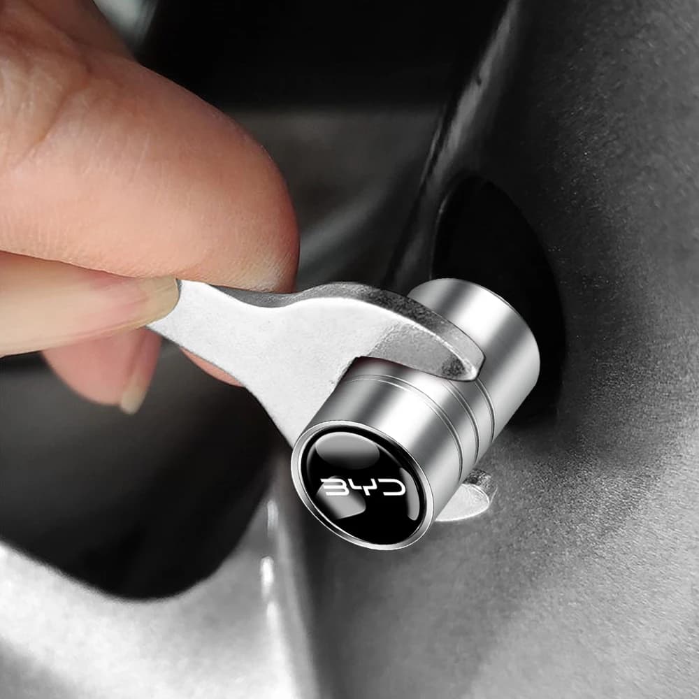 4Pc Tyre Valve Cover Metal Car Tire Wheel Stem Air Valve Cap for BYD Atto 3 EV Yuan Plus Song Plus Dmi Dolphin Seal Tang Han Qin - 5