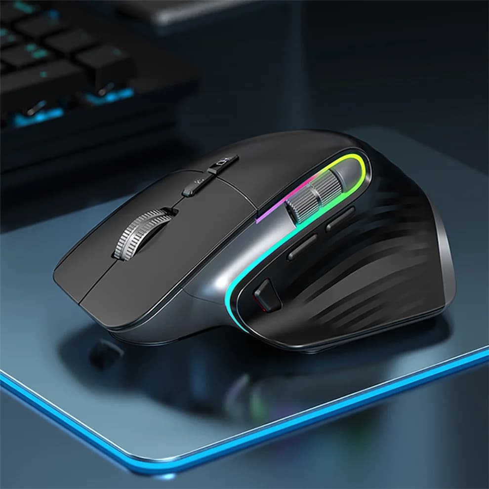 JOMAA 2.4G Wireless Mouse Bluetooth RGB Rechargeable Ergonomic Design Computer Mice For Computer Gaming Office - 6