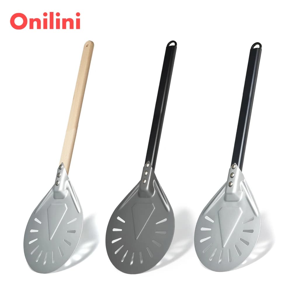 Onilini 7/8/9 بوصة بيتزا قشر قشر سبائك الألومنيوم مثقب البيتزا الخشب مقبض البيتزا مجرفة مجداف فرن الملحقات