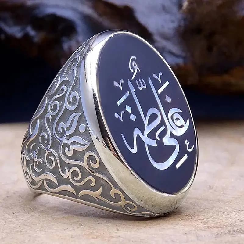 خاتم رجالي من هويتان بتصميم عربي مع نقوش الخط العربي، إكسسوارات أصابع مميزة للحفلات من المجوهرات المعدنية
