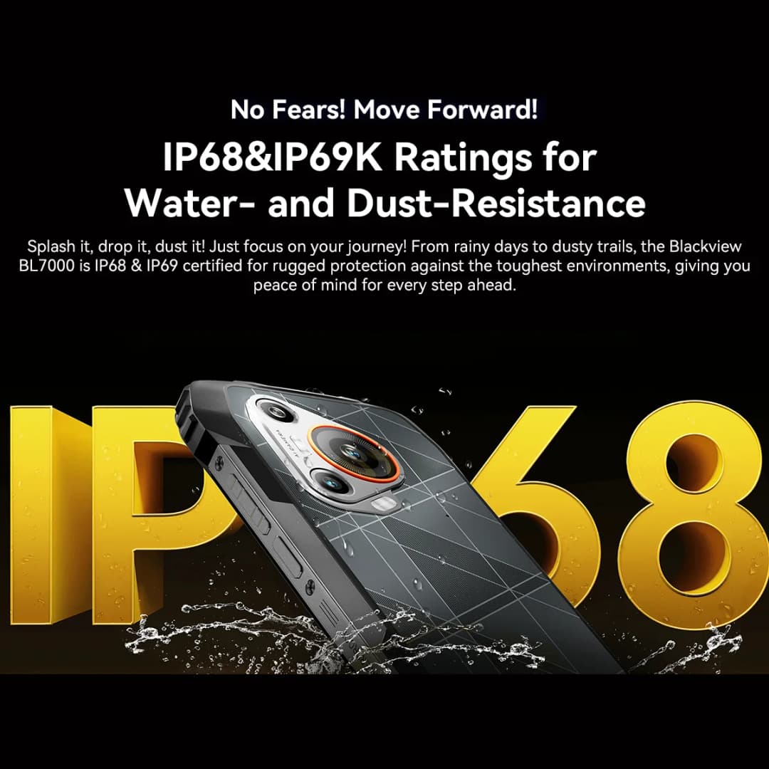 هاتف بلاك فيو BL7000 5G الذكي المتين مع ذكاء اصطناعي، أندرويد 15، شاشة 6.78 بوصة HD+2.4K بمعدل تحديث 120 هرتز، ذاكرة وصول عشوائي 8 جيجابايت، ذاكرة داخلية 256 جيجابايت، بطارية 7500 مللي أمبير - 5