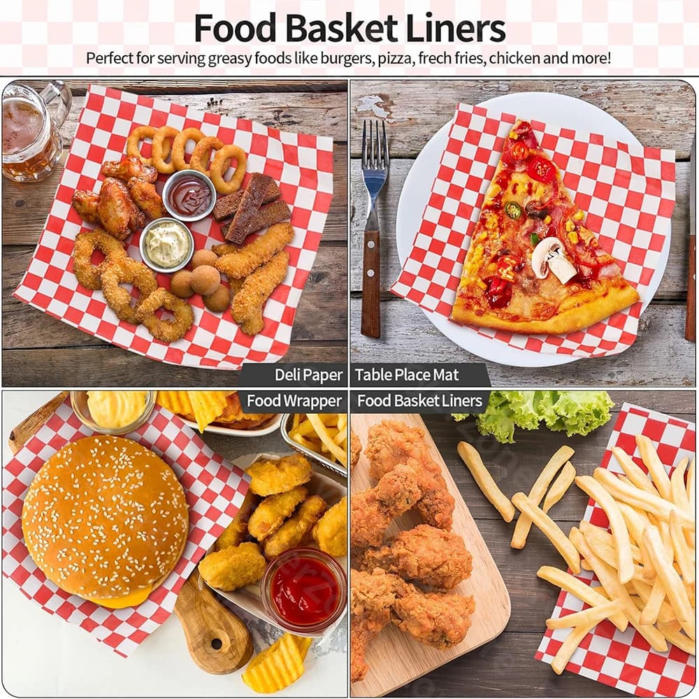 50-200 قطعة ورق شمع ديلي، مقاوم للدهون، 22x22 سم، لتفاف البرغر والخبز، حصيرة سلة للبطاطس والساندويتش - 3