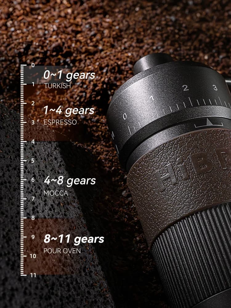 HiBREW Manual Coffee Grinder Aluminum Conical Burr Capacity 22g Hand Coffee Grinder with 11 Levels Adjustable Setting Pour Over - 4