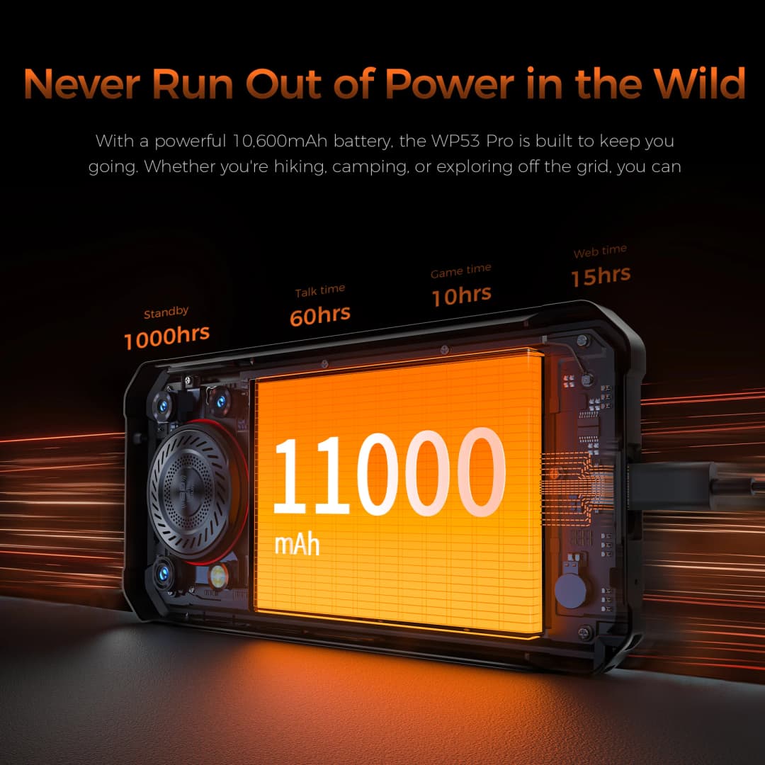 【جديد】هاتف OUKITEL WP53 PRO المتين، 24 جيجابايت + 256 جيجابايت، بطارية 11000 مللي أمبير، أندرويد 15، شاشة 6.52 بوصة، NFC، كاميرا 50 ميجابكسل - 5