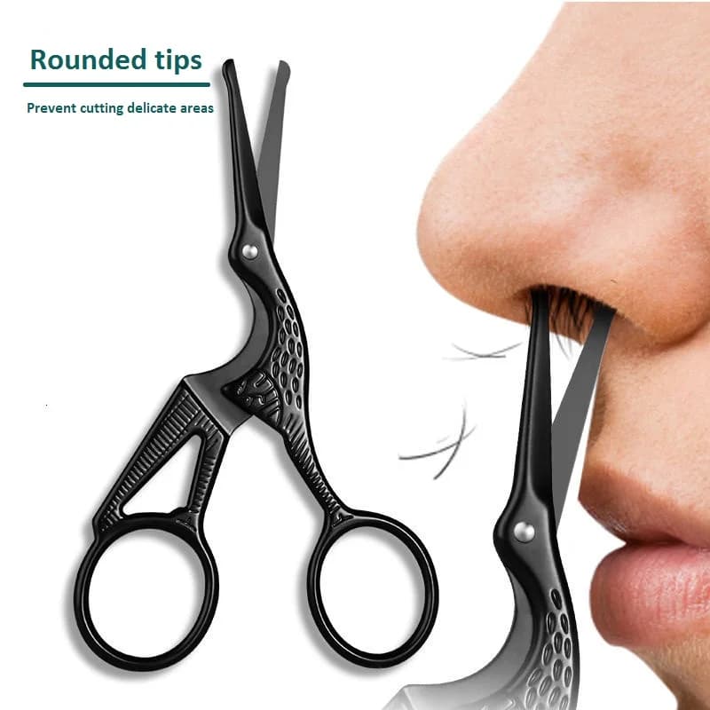 مقص شعر الوجه الاحترافي من الفولاذ المقاوم للصدأ مقص دائري للشوارب وشعر الأنف واللحية والحاجبين والرموش - 4