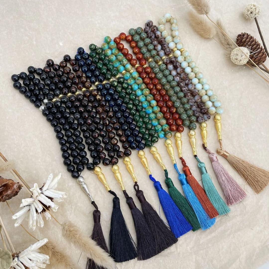 Handmade 10mm 33 Beads Glass Jewelry Bracelet Ramadan Muslim Rosary Tasbih Islamic Arab Prayer Beads Charm Bracelets Festival - 2