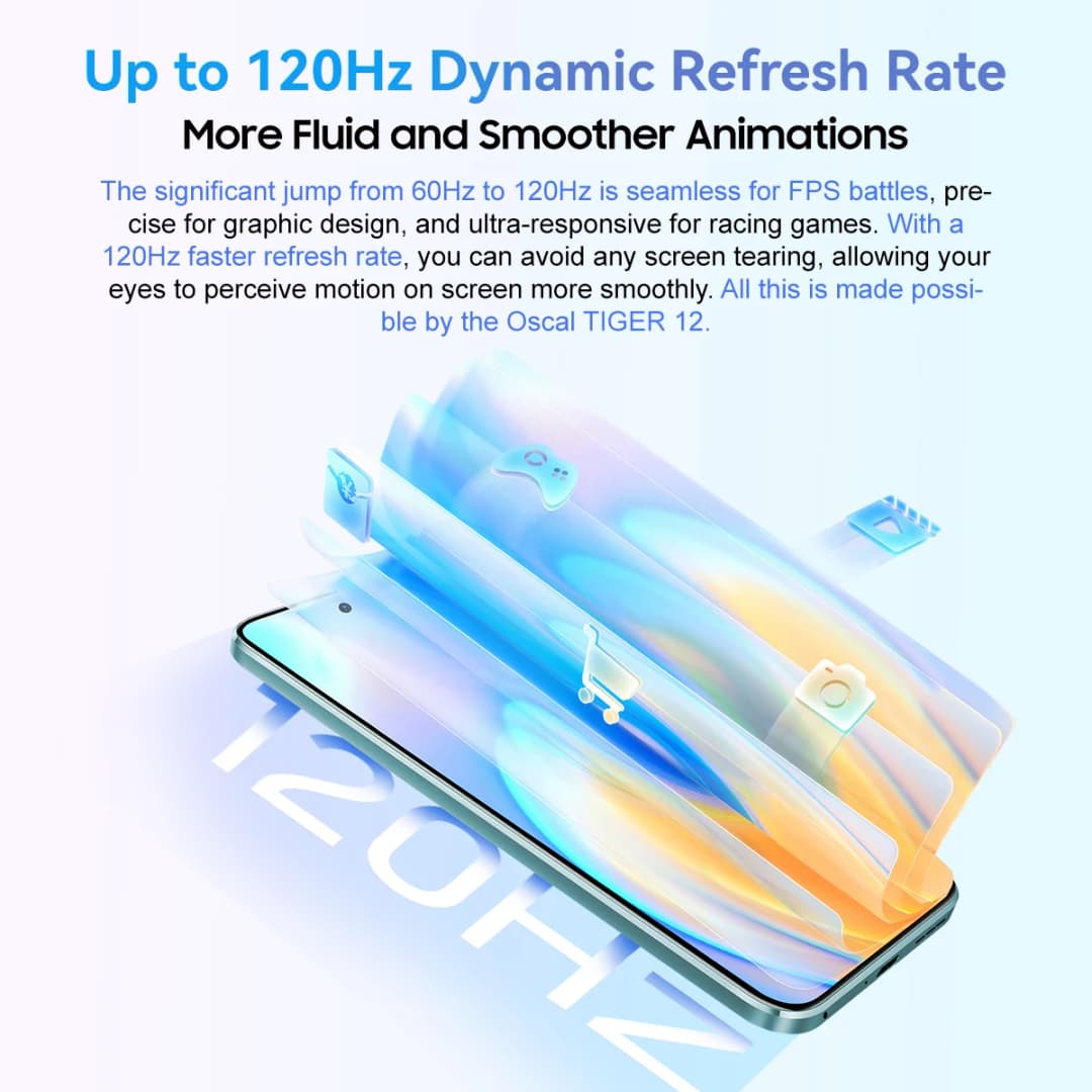 Blackview OSCAL TIGER 12 Smartphone 6.78'' 120Hz 2.4K Display Call Phone 8GB RAM+128GB ROM 64MP Telephon Portable Android 13 NFC - 6