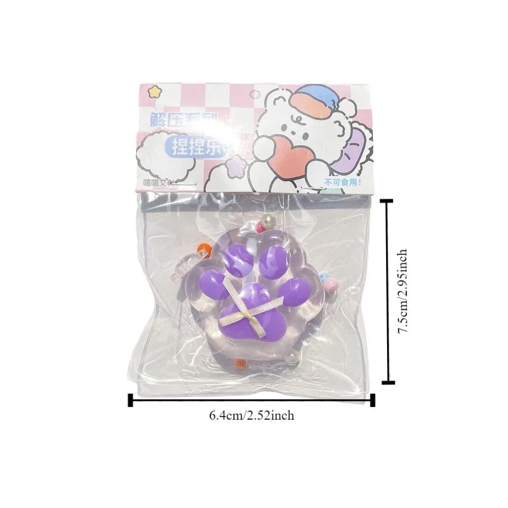 Taba Squishy Bow Cat Paw Fidget Toys Cute Pink Cat Foot Slow Rebound Toy Wet Soft Antistress Pinch Decompression Sensory Toy - 6