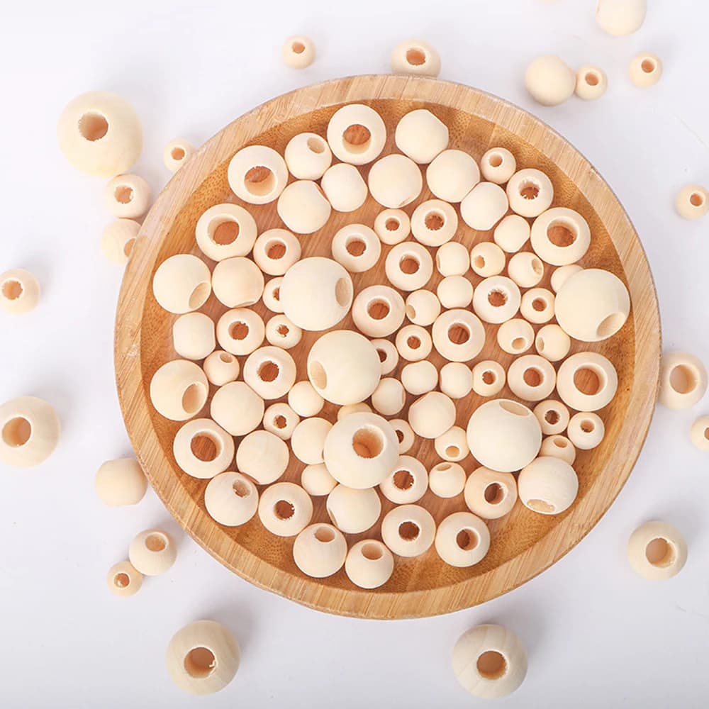30-500PCS 5-20mm Natural Wooden Round Spacer Beads Big Hole Lead-Free DIY Jewelry Making Craft Accessories Loose Beads Supply - 2