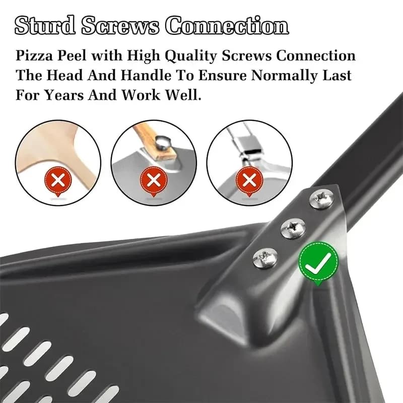 7/9/12 بوصة المهنية بيتزا ملعقة مجداف مثقب الألومنيوم معدن البيتزا تحول قشر لملحقات فرن البيتزا محلية الصنع - 2