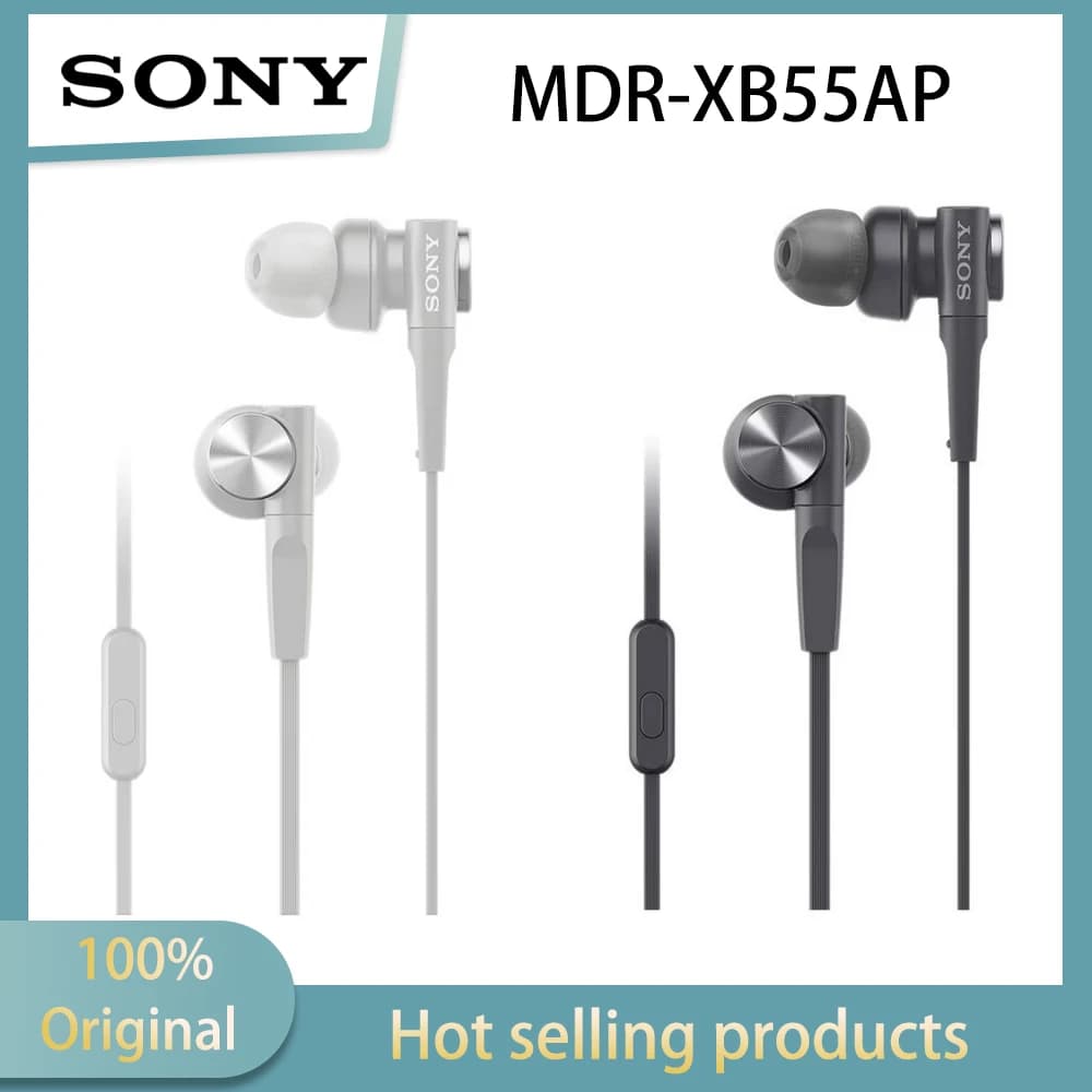 Sony MDR-XB55AP wired in ear headphones with heavy bass for mobile music and sports, powerful low-frequency deep bass for earpho