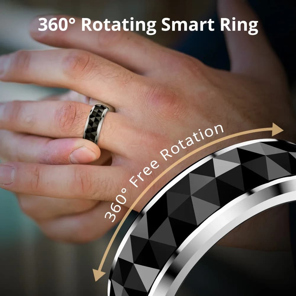 COLMI R11 Ceramic Smart Ring for Men, Fidget Spinner Anxiety Relieve Ring with Charging Case, Health Monitor, 5ATM Waterproof - 2