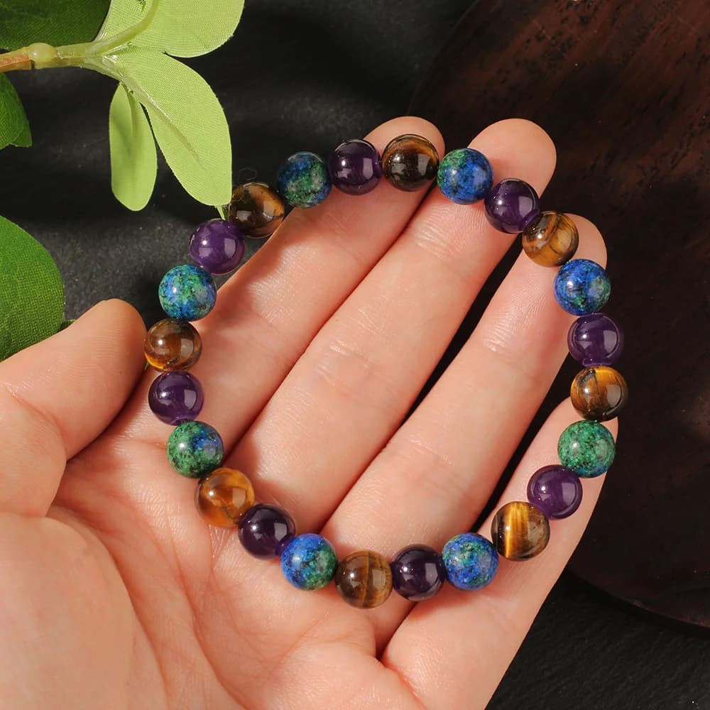 Fashionable mixed color bead bracelet handmade elastic rope bracelet suitable for daily wear as a holiday gift - 3