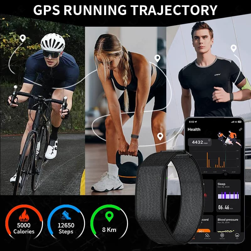 LIGE New GPS Trajectory AI Health Bracelet Heart Rate Blood Pressure SpO2 Monitor Call Reminder Smart Watch Sport Fitness Band - 3