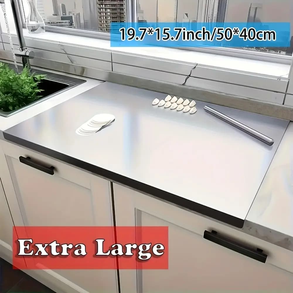 Stainless steel chopping board, metal noodle board and pastry board for kneading dough, suitable for kitchen and restaurant