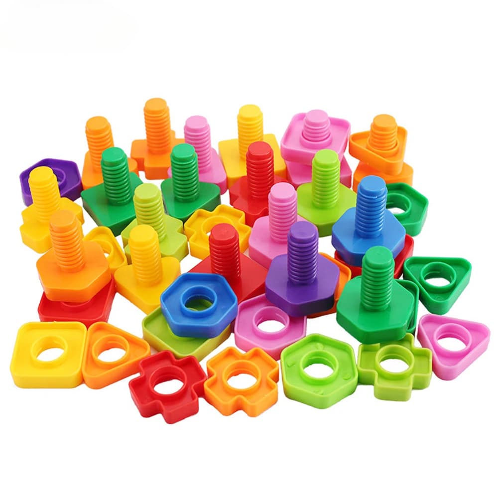 10/20pcs Set Screwing Building Blocks Creative Mosaic Puzzle Toys for Children Plastic Insert Nut Shape Boys Educational Toy - 3