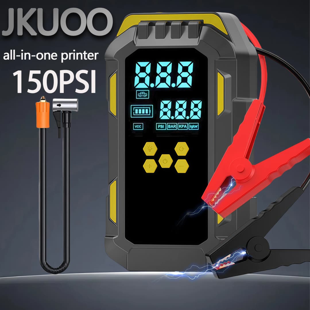 Heavy-Duty Car Jump Starter with 150PSI Air Compressor - Overload-Protected Emergency Power Bank, Suitable for Cars, SUVs