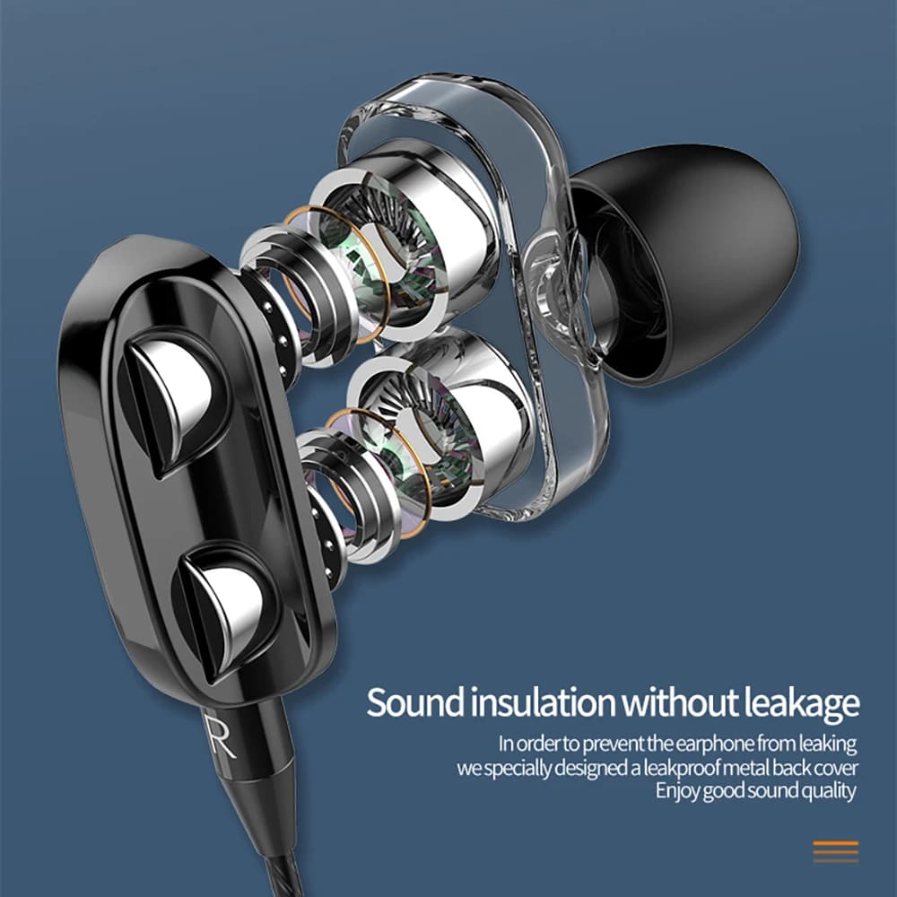 سماعات أذن سلكية 3.5 مم مع إلغاء الضوضاء، سماعات رياضية داخل الأذن، مشغل صوت مزدوج، سماعات ألعاب ستيريو باس، سماعات موسيقى هاي فاي مع ميكروفون - 4